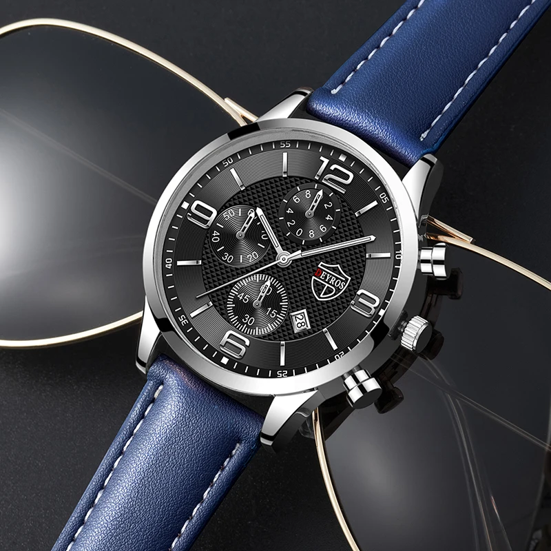 часы мужские Часы наручные кварцевые с кожаным ремешком модные брендовые