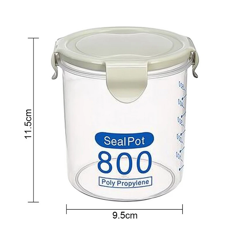 800ml green FUNIQUE рис бобы Stoarge Jar с крышкой уплотнения 4 решетки Холодильник Хранения Пищи Контейнер пластиковый кухонный ящик для хранения - Цвет: 800ml green