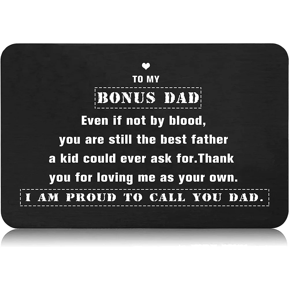

Wallet Card Gift for Stepfather - Bonus Dad Gift from Daughter Son - Birthday Christmas Fathers Day Wedding Gift DIY Custom