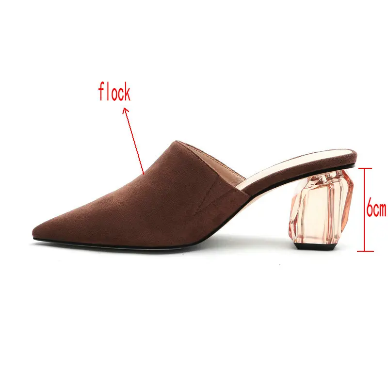 

Plus Size Slippers Sexy Pointed Toe Women Strange High Heeled Pumps flock Casual Basic Shoes Woman Spring Summer