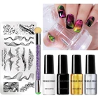 Набор пластин для стемпинга NICOLE DIARY, силиконовая губка-трафарет для переноса геометрических абстрактных линий и лака для ногтей