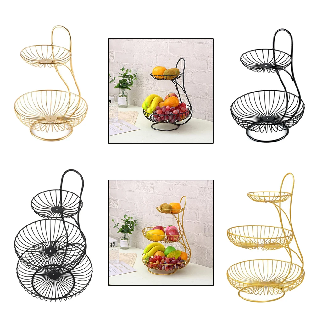 

Household fruit plate countertop metal fruit basket tray rack storage basket home kitchen