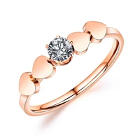 fashion stainless steel rose gold color rings for women wedding party gift female cubic zircon ring jewelry