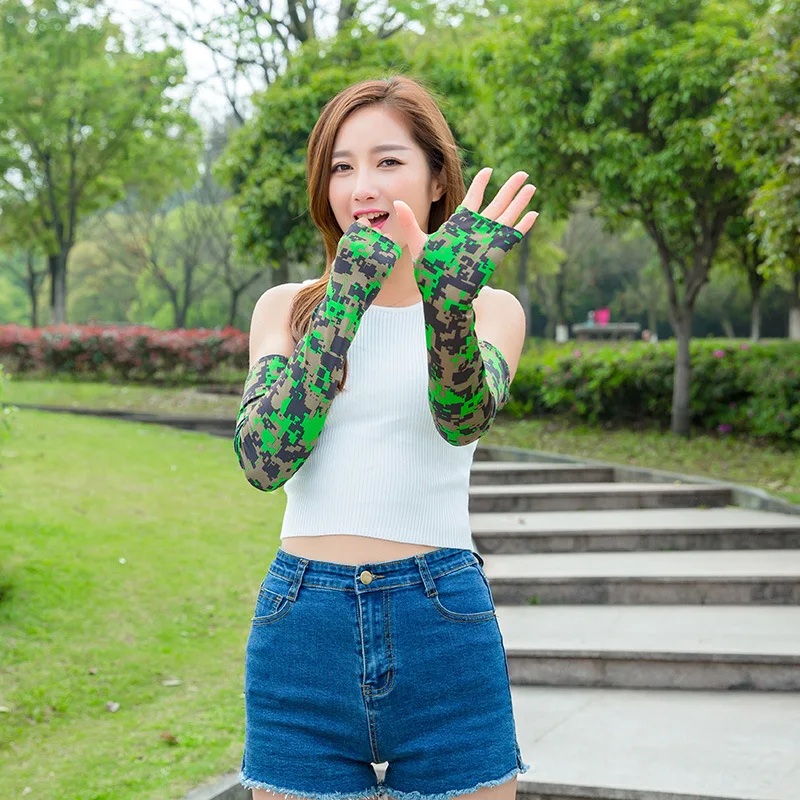

Summer Outdoor Running Cycling Arm Sleeve Long Fingerless Gloves Women Men Finger Sleeves UV Sun Protection Breathable Armsleeve