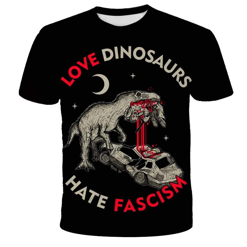 

2021 Dinosaur World Fallen Kingdom Cool Dinosaur Head 3D Print T shirt Boys and girls Hiphop Tee Tshirt Boy color Clothes Drop