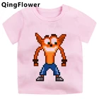 Аварии бандикут для маленьких детей футболка с коротким alt эстетическое тапочки в виде персонажа аниме Детская одежда модная одежда для маленьких девочек