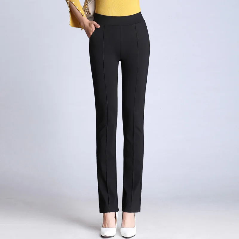 Повседневные маленькие прямые тянущиеся дамские брюки темперамент был тонкий и