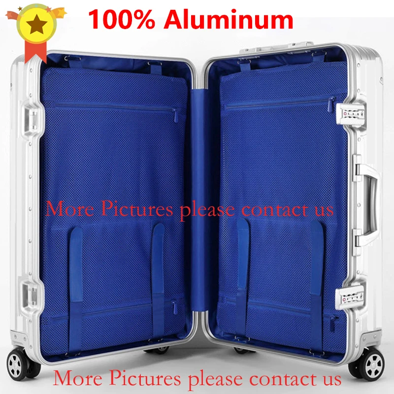 

20"26"30" inch 100% aluminium rolling luggage business travel suitcase aluminum spinner trolley bag on wheel
