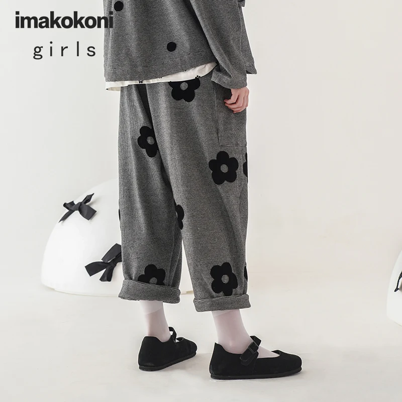 Прямые брюки Imakokoni с рисунком гусиные лапки оригинальный дизайн японские