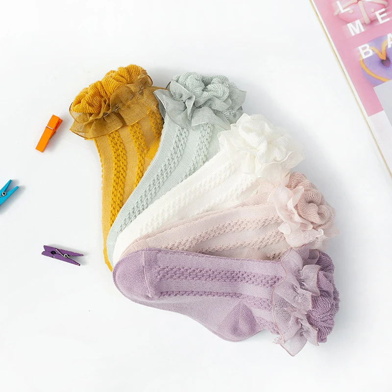 

1-5Yrs Cute Baby Kids Girls Ruffles Lace Princess Boat Socks Cotton Socks Toddler Newborn Baby Non-slip Floor Socks