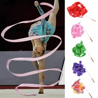 80 hot sale 4m colorful gym training professional gym ribbons dance ribbon art gymnastic ballet streamer twirling rod stick