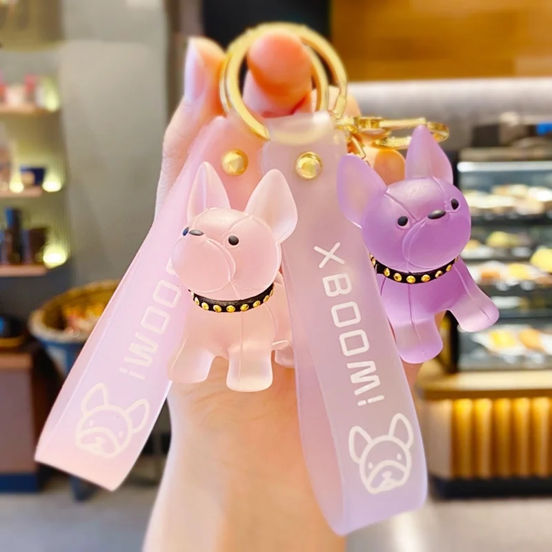 Модный брелок в стиле панк с французским бульдогом брелки из искусственной кожи