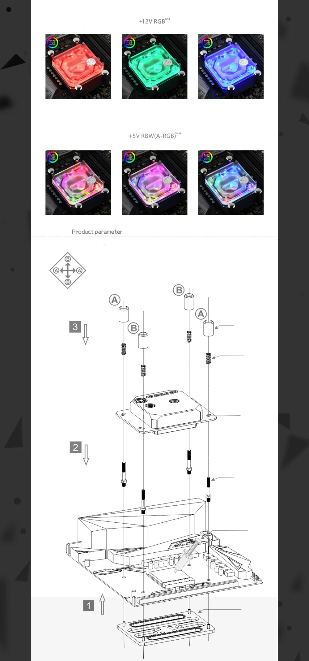Bykski cpu-XPR-B-PA-V2-AM Матовый акриловый блок водяного охлаждения процессора для AM3/AM4 Ryzen3/5/7/ThreadRipper RGB(12v 4pin) RBW(5v 3pin