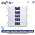 Усилитель сотовой связи пять диапазонов B28 700 B5 850 B4 1700 B2 1900 B7 2600 МГц GSM DCS WCDMA LTE 2G 3G 4G, ретранслятор сотовой связи без антенны