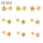 ROXI, украшенные разноцветными кристаллами цветы, серьги со шпилькой, для женщин, подарок для девочек прекрасные свадебные серьги пирсинг 925 стерлингового серебра серьги