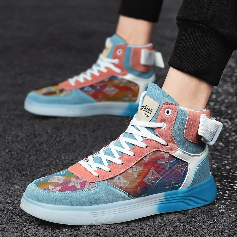 

2020 spring and autumn new men shoe trend fashion casual shoe reflective chameleon sneakers comfortable non-slip vulcanized shoe