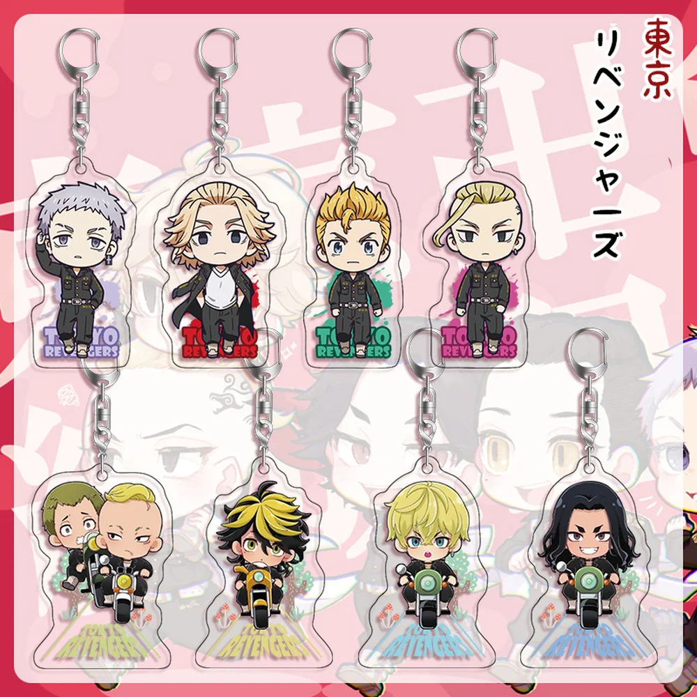 

Tokyo Revengers Keychain for Bags Backpacks Mikey Anime Trinkets Takashi Keyring Accessories Takemichi Women Jewelry Men Gift