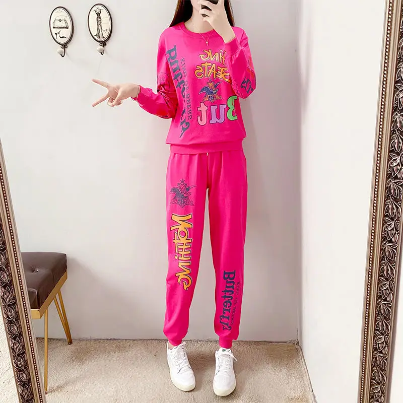

2021 new Spring and Autumn New Leisure Sports Suit Female Korean Style Elegant Fashion Brand Fashionable Stylish Two-Piece Se