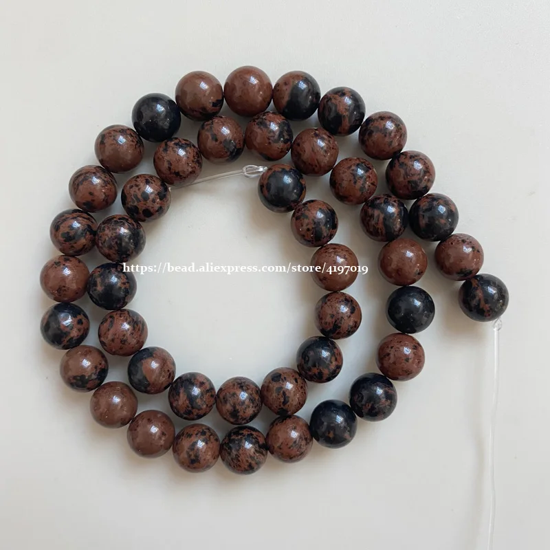 Бесплатная доставка круглые бусины из натурального красного дерева обсидиан 15