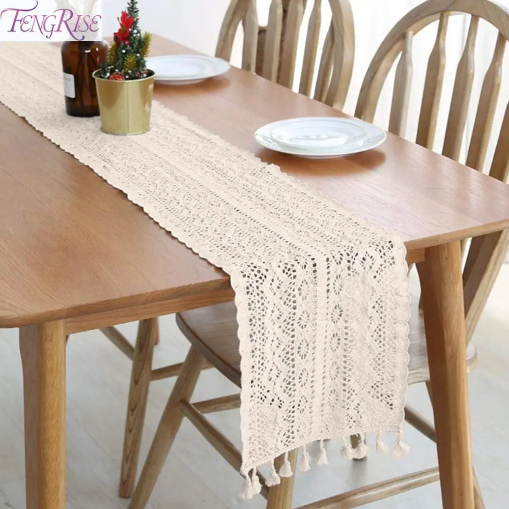 FENGRISE белая кружевная настольная дорожка винтажный Свадебный декор настольное