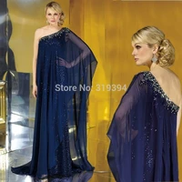 new dark navy long chiffon evening dress 2021 dubai kaftan sequin arabic formal prom gown vestido de festa custom made