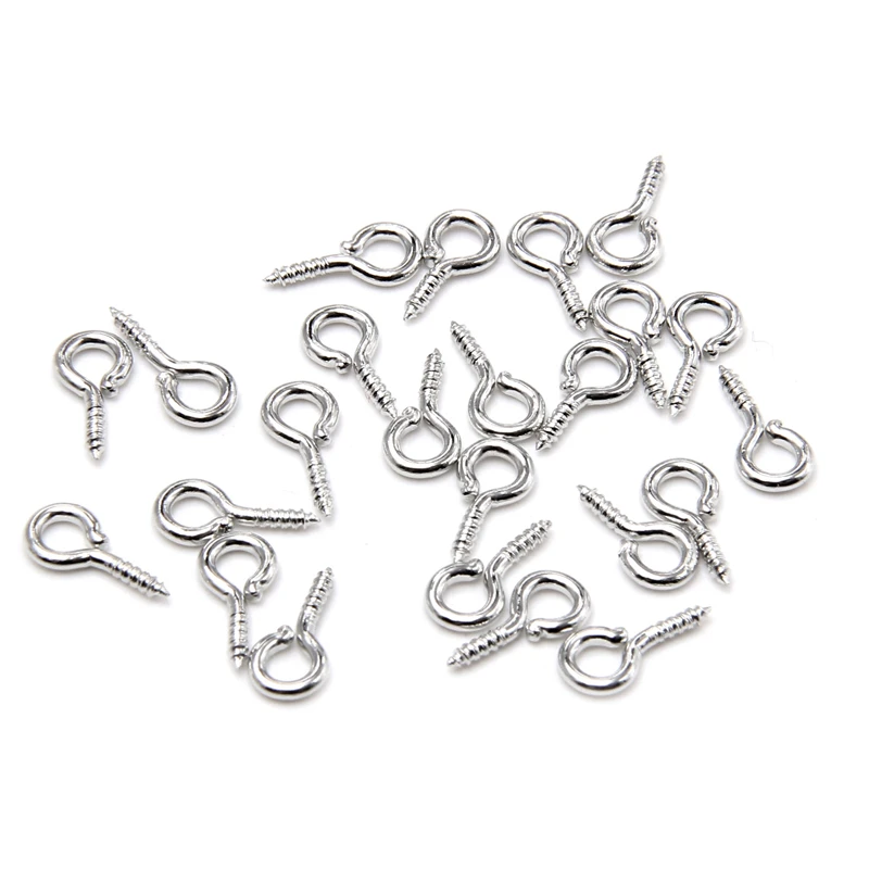 4x9mm 200Pcs Alloy Screw Eye Pins for Jewelry Making DIY Threaded Hooks Clasps Pearl Beads Findings Bracelet Eearrings - купить по