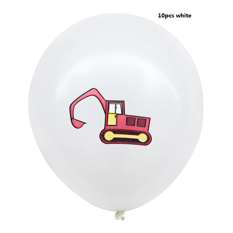 10pcs 6pcs Construction Theme Birthday Party Disposable Party Tableware for boys Birthday Decoration Cartoon Car Party Balloons Plates - Цвет: 10pcs
