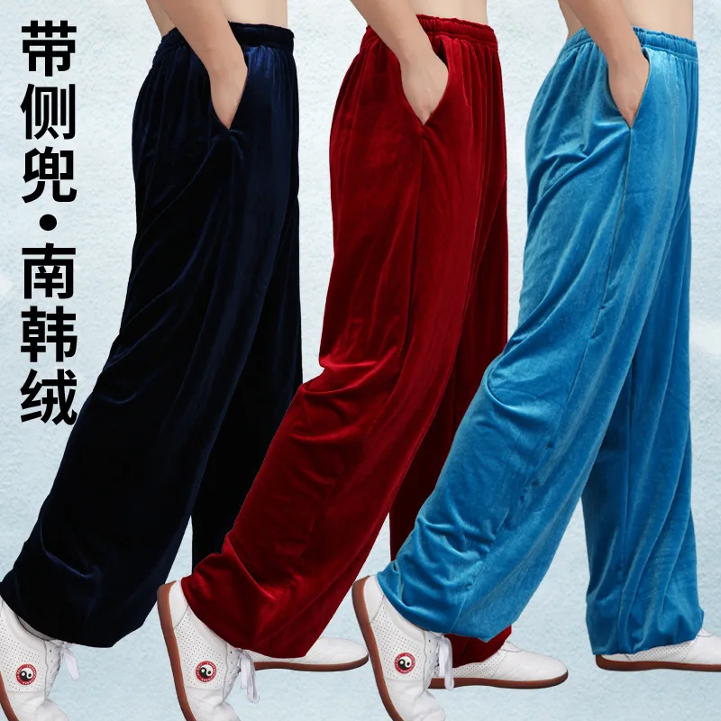 

Winter Velvet Thick Warm Men Women Martial Arts Tai Chi Kungfu Wushu Pant Loose Sweatpants Jogger Casual Fitness Gym Trousers
