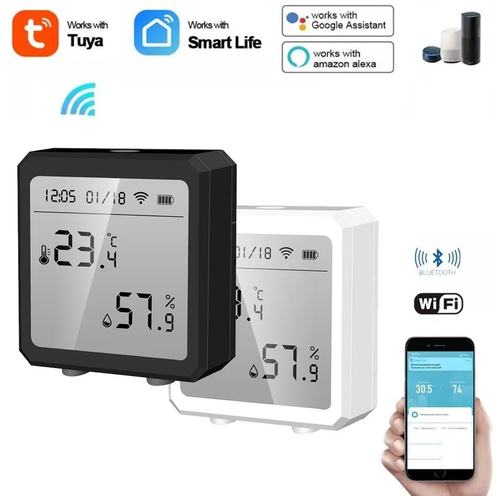 

Датчик температуры и влажности Tuya Wi-Fi, комнатный гигрометр, термометр, детектор, дистанционное управление, поддержка Alexa Google Home