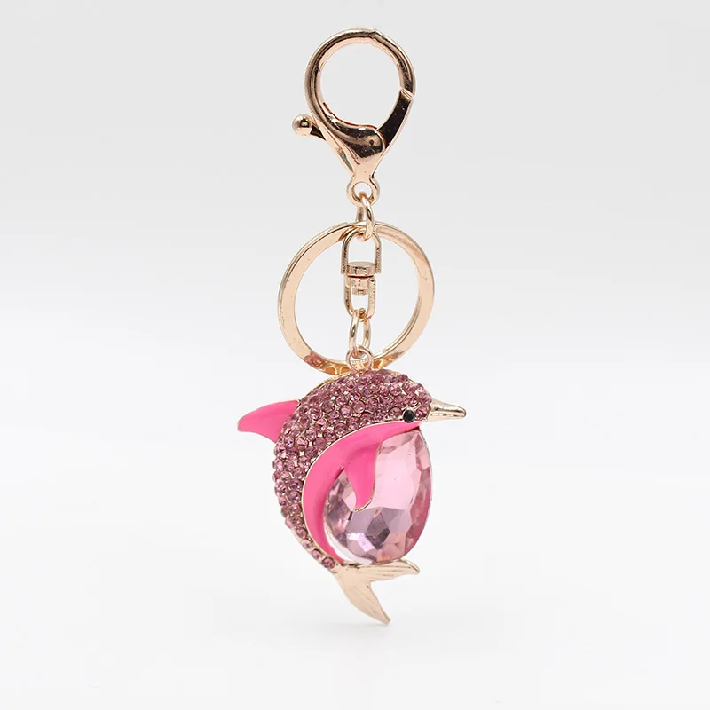 Виктория розовое золото милый Дельфин модный брелок для ключей Многоцветный