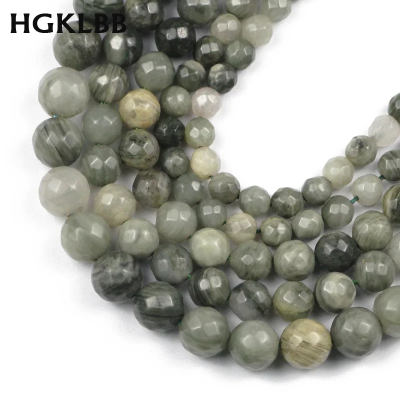 

HGKLBB граненый круглый натуральный Smaragdite трава зеленый камень свободные бусины для изготовления ювелирных изделий Шарм браслет DIY аксессуар...