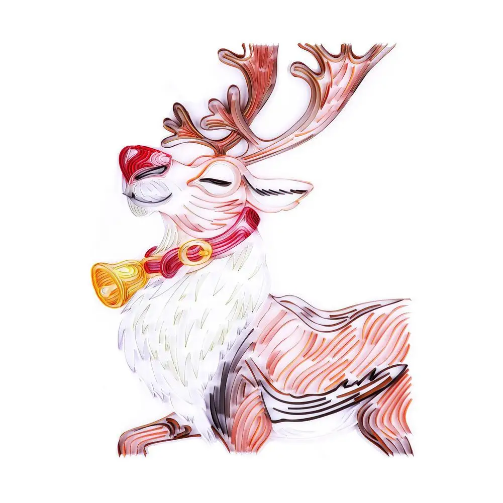 

DIY 3D Christmas Elk Quilling Paper Painting Kit Colored Origami Rolling Paper Filigree Painting Tool Material Kit Paper Crafts