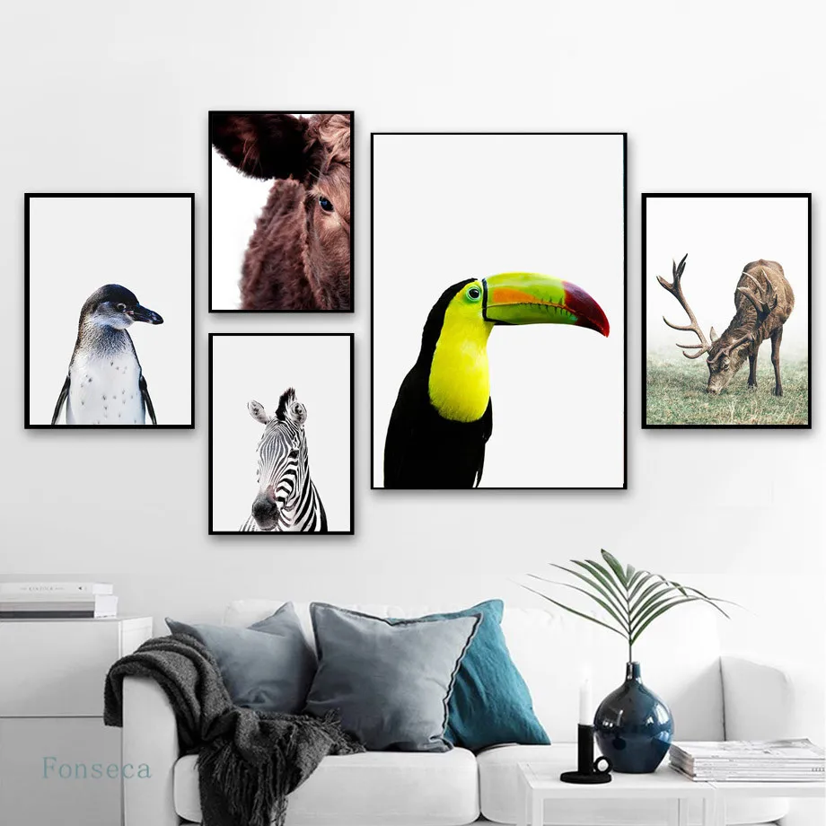 Современный постеры с животными и печати настенные картины для детской комнаты