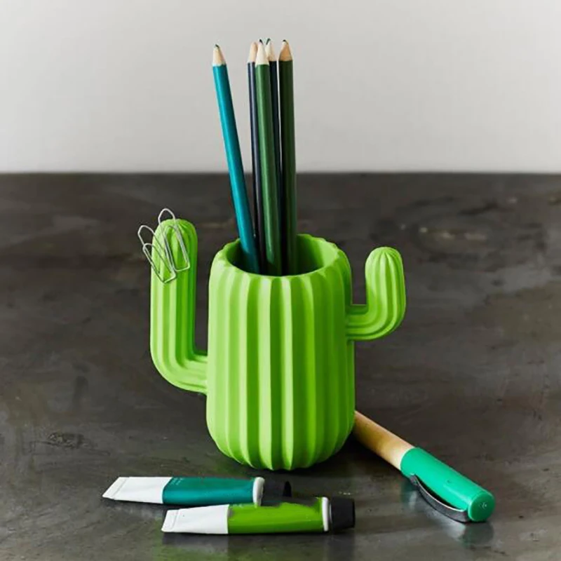

Multifunction Cute Cactus Shaped netic Pen Holder Pencil Pot Home Office Desk Stationery Storage Box