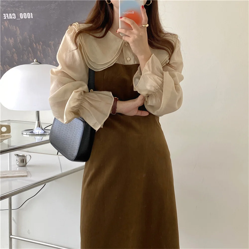 

Женское бархатное платье с высокой талией Alien Kitty, приталенное офисное платье с воротником «Питер Пэн», зима 2022