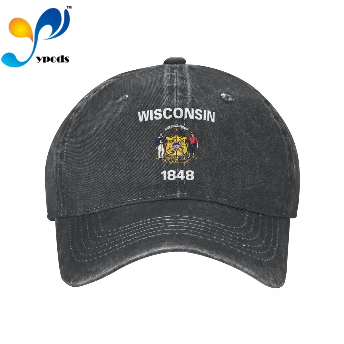 

New Brand Anime Flag Of Wisconsin State Snapback Cap Cotton Baseball Cap Men Women Hip Hop Dad Hat Trucker