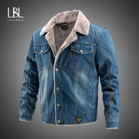 lbl plus velvet thick denim jacket men 2021 casual lapel cotton jeans jackets men fur collar warm winter mens jackets and coats