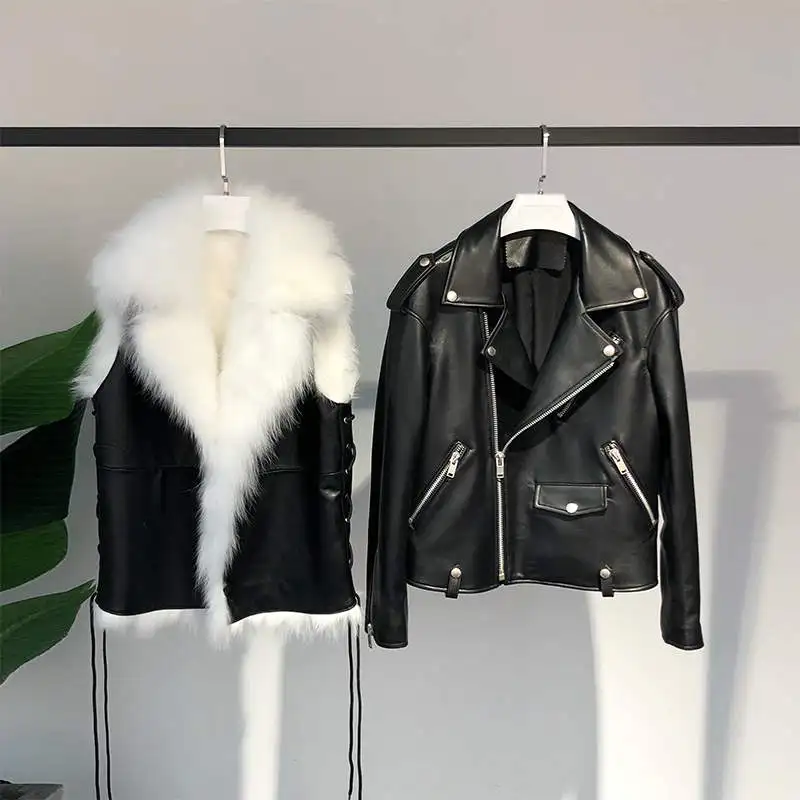 FTLZZ зимняя куртка из искусственной кожи женская белая жилетка искусственного