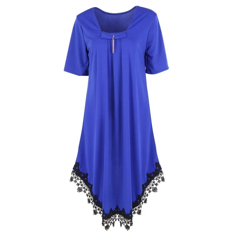 X летнее платье для женщин Vestido кружевное платье с коротким рукавом для девочек с круглым вырезом модный костюм одежда L-6XL плюс размер милый Саша сапфир