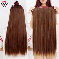long wavy hairstyles 5 clipspiece natural silky straight hair extention 24inches clip in women pieces long fake synthetic hair