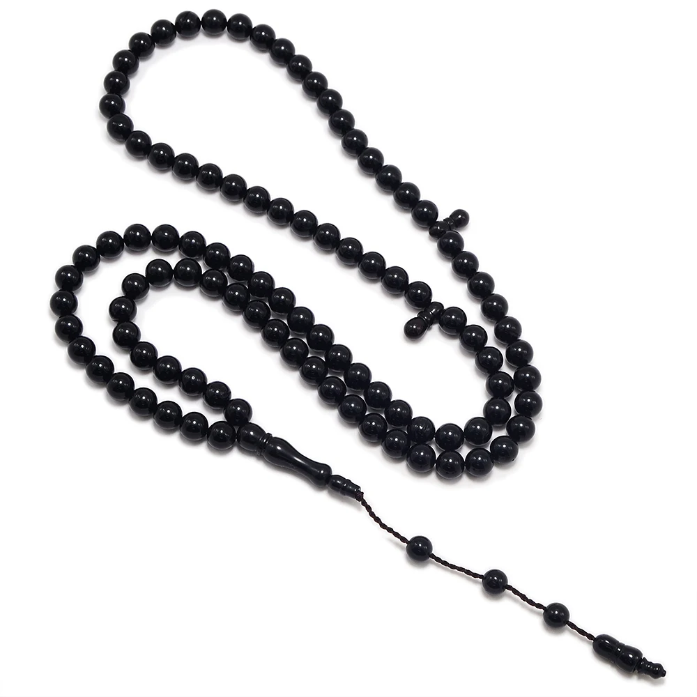 

MSL-105 Islam High Quality Muslim Rosary Beads 99 Prayer Beads Natural Palm Fruit Kuka Tasbih Charm Bracelet 6-9mm Dyed black