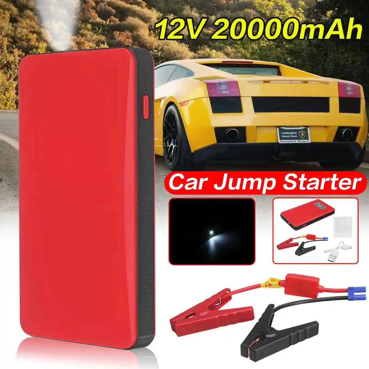 

20000mAh 12V Portable Car Jump Starter Power Booster Battery Charger Starting Device Power Bank Emergency Buster Jumper Start