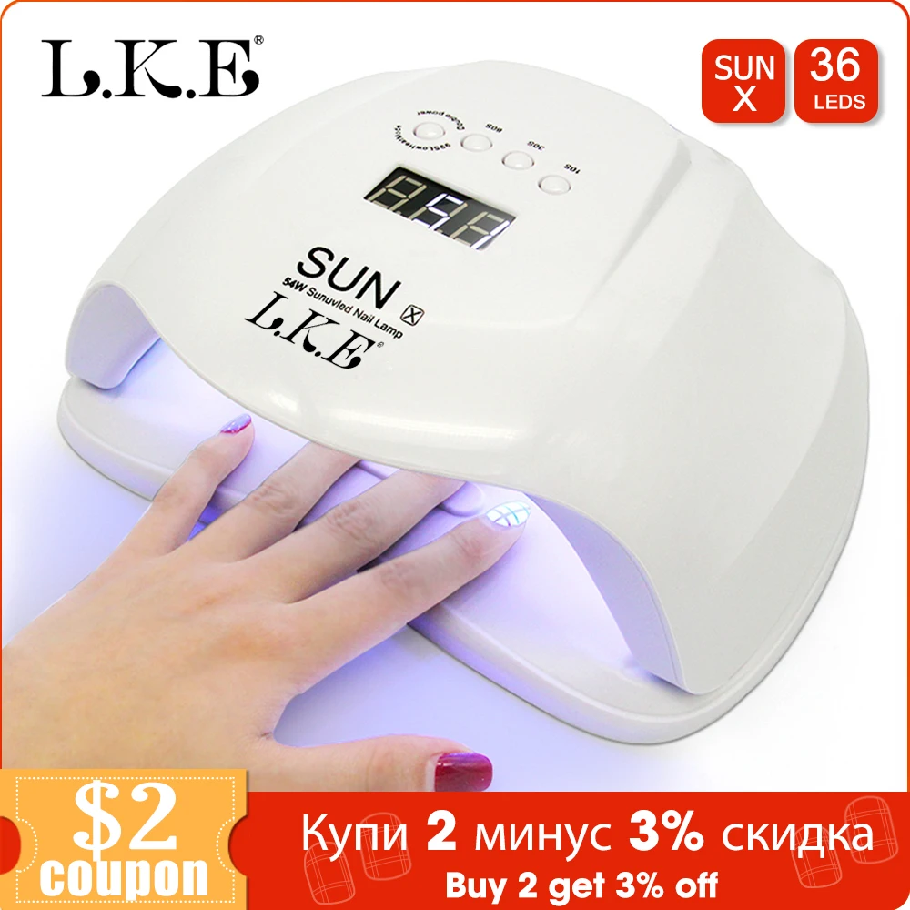 LKE SUNX 48/54 Вт УФ лампа Светодиодный лампа для ногтей лак для ногтей Сушилка для ногтей гель лак для ногтей с инфракрасного зондирования 10 s/30 s/60 s таймер умная сенсорная кнопка