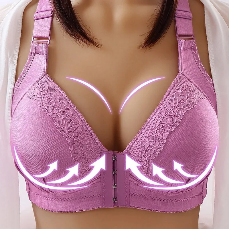 

Женский бюстгальтер с чашками пуш-ап, однотонный бюстгальтер без косточек с застежкой спереди, модель BC 2021, 105