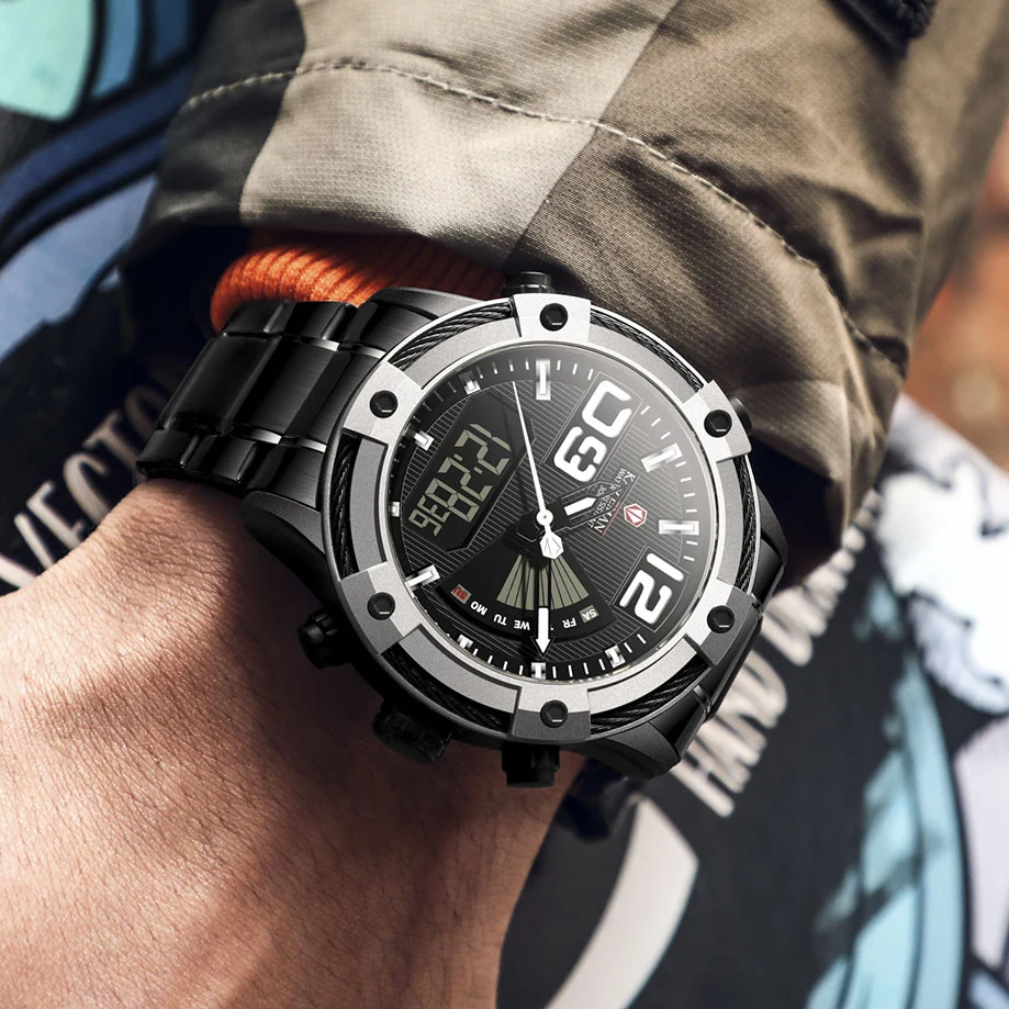 

KADEMAN Luxury Brand Men Watch Military Digital Sport Wristwatch Mens Steel Strap Waterproof Clock Male Relogio Masculino 2020
