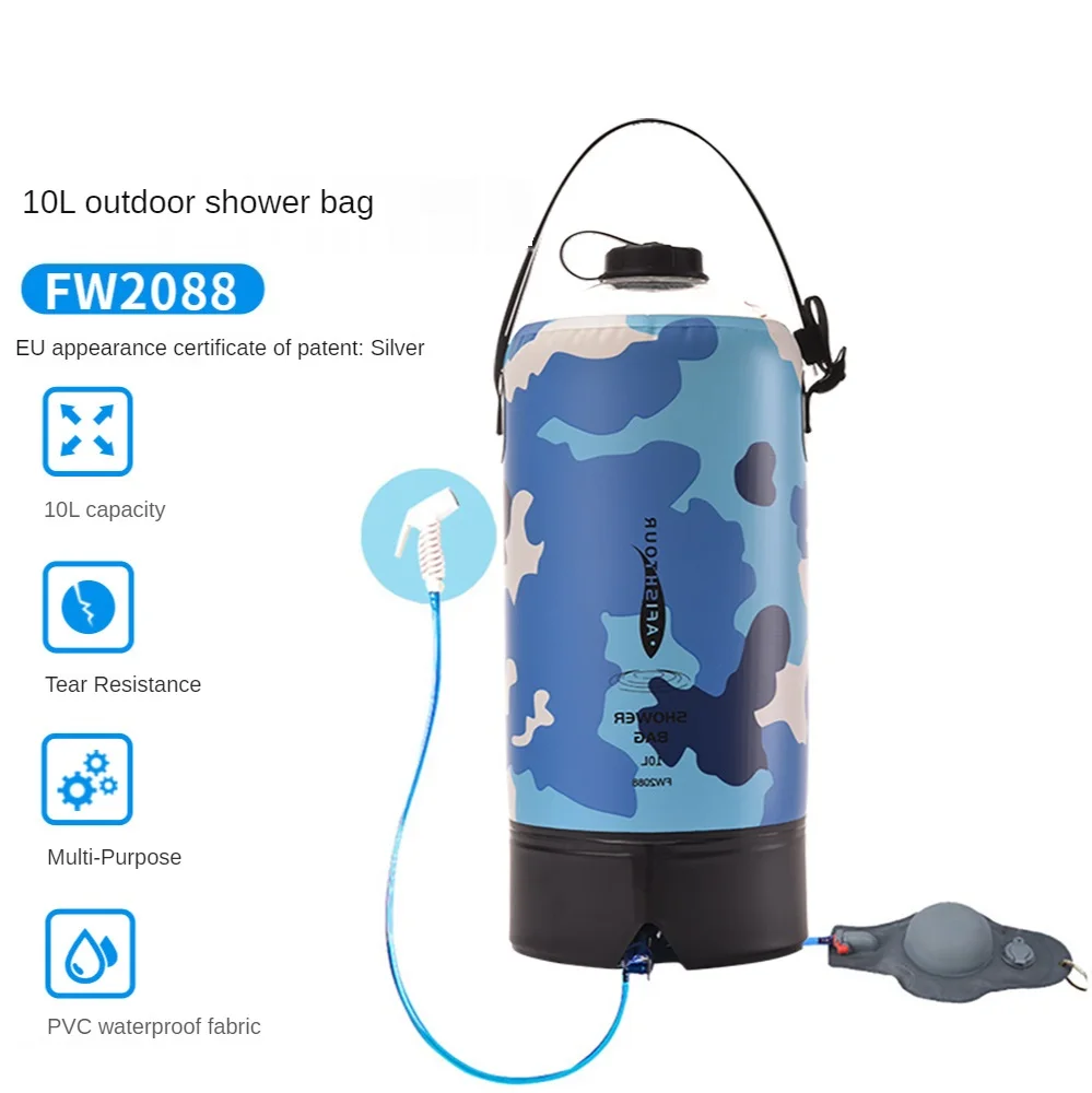 

10L Camping Shower Bag Inflatable Water Bags Lightweight Portable PVC Leak-proof Bath Pouch For Travel Accessories