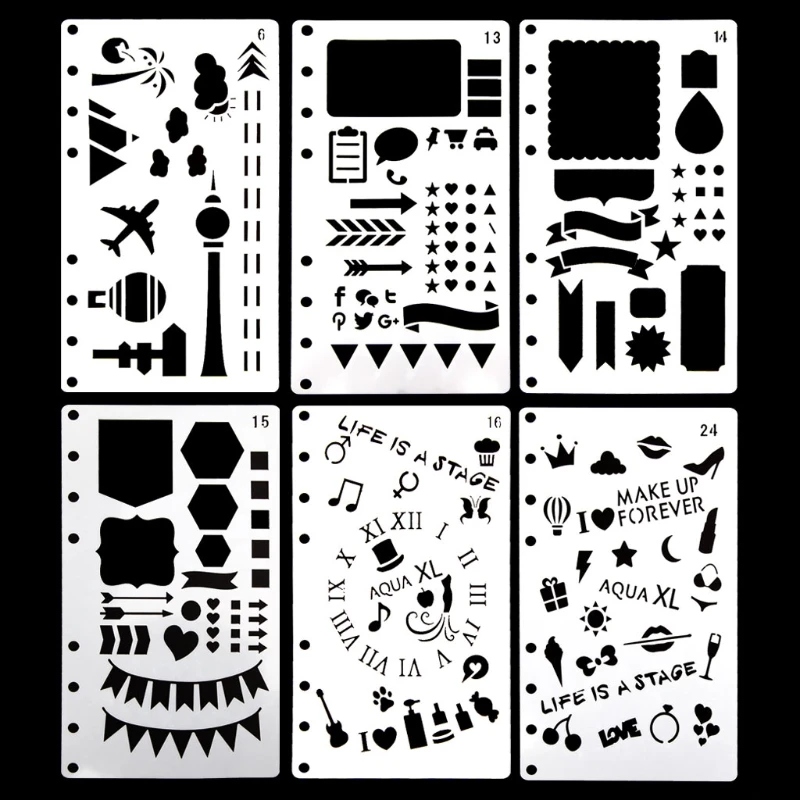 

Bullet Journal Stencil Plastic Planner DIY Craft Drawing Template Diary Decor A6