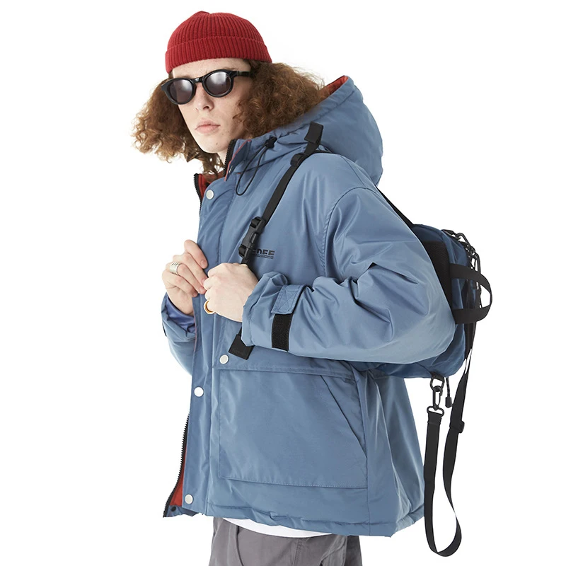 Однотонная мягкая теплая парка с капюшоном мужская пуховая куртка в стиле