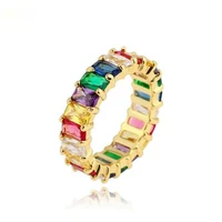 rainbow zircon rings for women fashion gold filled statement engagement band party gift charm accessories jewelry 2019