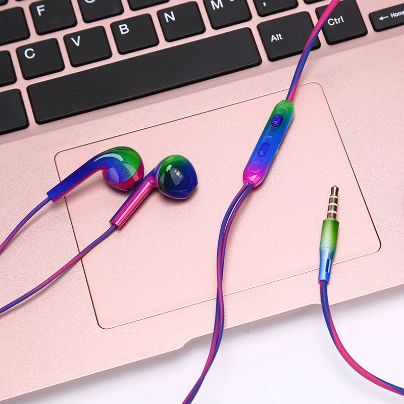 Проводной в наушники Мода Градиент музыкальные Стерео Игровые с микрофоном для